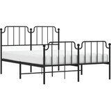 vidaXL Kovinski posteljni okvir z vzglavjem in vznožjem črn 140x190 cm | Shoptok.si