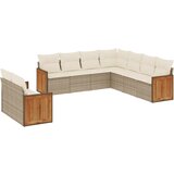 vidaXL Vrtna garnitura 9-delna z blazinami bež poli ratan, (21088839) | Shoptok.si