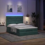  Otomanska postelja z vzmetnicami & LEDs temno zelena 140x200cm Cene