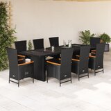  9-dijelni vrtni blagovaonski set s jastucima crni od poliratana | shoptok.hr
