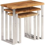  Uklapajući stolići sa živim rubom 3 kom masivno drvo bagrema | shoptok.hr