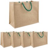  Torbe od jute 5 Prirodna i zelena 42 x 33 x 19 cm 100% Jut Slike