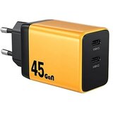 WEKOME WP-U33 super brzi strujni gan punjač, 2-porta usb (2 x 3.1 tipc) 45W, žuti cene