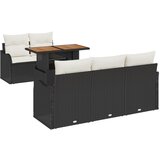 vidaXL 6-delni vrtni sofa set z blazinami Črna Poli ratan akacija, 2-sedežna vrtna sofa z blazinami Črna Poli ratan Cene