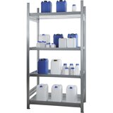 LaCont regal za majhne posode za nevarne in vodi škodljive snovi, 4 regalne koritaste police, širina regala 1300 mm, osnovni regal Cene