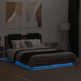  Posteljni okvir z vzglavjem in LED rjavi hrast 135x190 cm, (21086506) | Shoptok.si