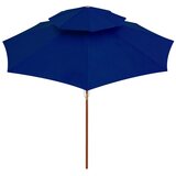  Suncobran s dvije razine i drvenim stupom 270 cm plavi | shoptok.hr