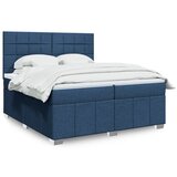 Maison Chic Box spring postelja - Vzmetna postelja z vzmetnico modra 200x200 cm blago SL4909, (21887785) | Shoptok.si