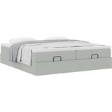 vidaXL Otomanski posteljni okvir z vzmetnicami siv 200x200cm žamet | Shoptok.si