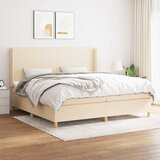  Krevet s oprugama i madracem krem 200 x 200 cm od tkanine | shoptok.hr