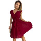 Numoco pleated dress with neckline and ruffles | ePonuda.com