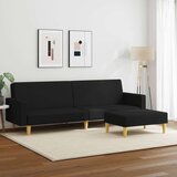  Dvosjed na razvlačenje od tkanine s tabureom crni | shoptok.hr