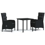 3-dijelni vrtni blagovaonski set s jastucima crni | shoptok.hr