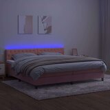  Box spring postelja z vzmetnico LED roza 200x200 cm žamet, (20788922) | Shoptok.si