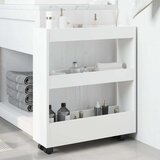  Uska kolica za pohranu s 3 kata, bijela, inženjerski drvena | shoptok.hr