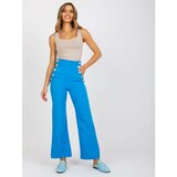 Fashion Hunters Blue fabric trousers with a wide leg Cene