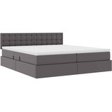  Krevet s prostorom za pohranu s LED-om Siva 200 x 200 cm | shoptok.hr