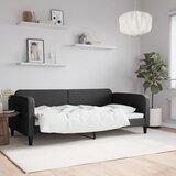  The Living Store Raztegljiva postelja črna 100x200 cm blago - Raztegljiv Kavč, (21439892) Cene