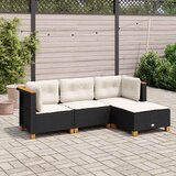  4-dijelni set vrtnih sofa od poliratana s jastucima crni | shoptok.hr