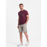 Ombre Men's sweat shorts with rounded leg - dark beige | shoptok.hr
