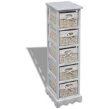 Drveni stalak za pohranu s 5 pletenih košara bijeli | shoptok.hr
