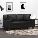 vidaXL Kavč dvosed z okrasnimi blazinami črn 120 cm umetno usnje Cene