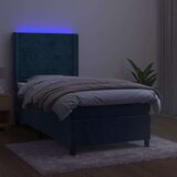 vidaXL Krevet box spring s madracem LED tamnoplavi 90x190 cm baršun | shoptok.hr