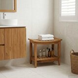  Stolić za kupatilo Prirodna 50 x 35 x 45 cm Čvrsto teak drvo | shoptok.hr