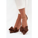 Boto High heels with open heels and bow Brown Eklevia | shoptok.hr
