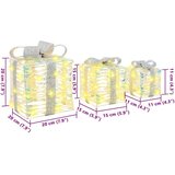 vidaXL Darilna škatla med 60 LED 3 pcs Toplo bela 20 x 20 x 20 cm PET | Shoptok.si