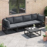 vidaXL Sjedeća garnitura za vrt 4 pcs Crna 283 x 71.5 x 71 cm Aluminij | shoptok.hr