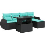  6-dijelni set vrtnih sofa s jastucima crni od poliratana bagrem | shoptok.hr