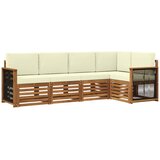 VidaXL Kotna sedežna garnitura z blazino 4 pcs Naravna in smetana, (5000283638) Slike