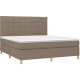  Box spring postelja z vzmetnico LED taupe 160x200 cm blago, (20897405) | Shoptok.si