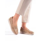 Shelvt Women's openwork moccasins dark beige | Shoptok.si