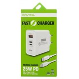 BAVITEL punjač 25W Usb A+ Type C + Lightning port + kabl Type C/Lightning bela Cene