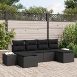vidaXL 6-delni vrtni kavč set z blazinami črni poli ratan | Shoptok.si