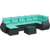 Vrtna garnitura - 8-dijelni set vrtnih sofa od poliratana s jastucima crni - Crna sa spremištem 8 | shoptok.hr