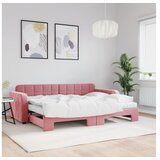 vidaXL Izvlečna dnevna postelja z vzmetnicami roza 80x200 cm Cene