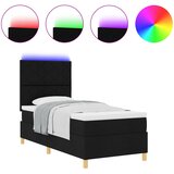 vidaXL LED Box Spring Postelja z vzmetnico Črna 90 x 200 cm blago, (5000128442) u
