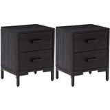  Nočna omarica 2 kosa črna 36x30x45 cm trdna borovina, (20733104) | Shoptok.si