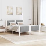  Okvir kreveta s uzglavljem Bijela i svijetlosiva 135 x 190 cm | shoptok.hr