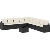  10-dijelni set vrtnih sofa s jastucima crni od poliratana | shoptok.hr