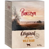 Purizon 22 + 2 gratis! mokra hrana za mačke - Adult Piščančji file z divjim prašičem 24 x 70g