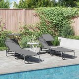  Sklopiva ležaljka za sunčanje 2 pcs Siva 190 x 57 x 81 cm | shoptok.hr