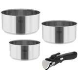  Set od 3 sklopiva lonca od nehrđajućeg čelika s uklonjivom ručkom COOK EXPERT SINGLE HAND Cijene