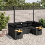 vidaXL Vrtna sedežna garnitura 6-delna z blazinami črna poli ratan, (21059313) | Shoptok.si