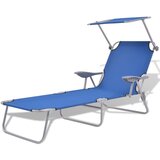 Maison Chic Ležalnik - Sončna ležalnik s streho jeklen moder, (22057562) | Shoptok.si
