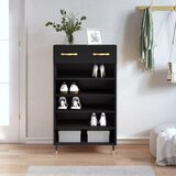 The Living Store Omarica za čevlje črna 60x35x105 cm inženirski les - Omarica Za Čevlje, (21430543) Cene
