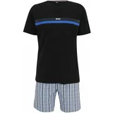 BOSS Black Kratka pidžama plava / opal / svijetloplava / crna